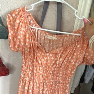 Blush Orange Floral Midi Dress
